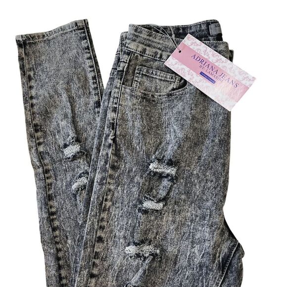 ADRIANA JEANS By LAMASINI Women's Jeans Ripped 5 Pockets Stretch Size 11 - Picture 9 of 13